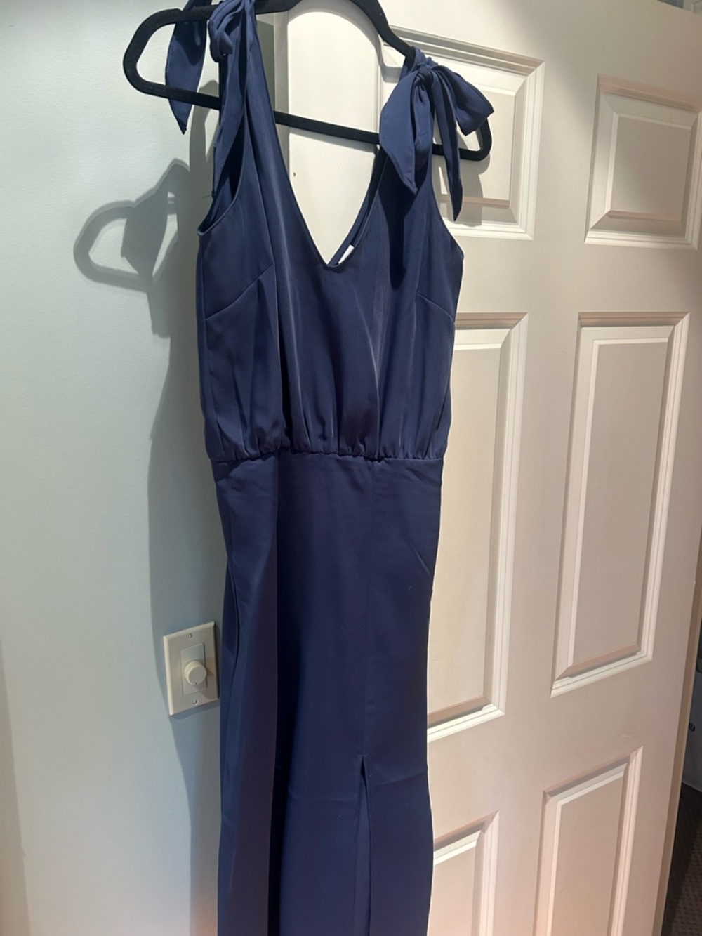 AKA New York Navy Tie-Shoulder V-Neck Maxi Dress